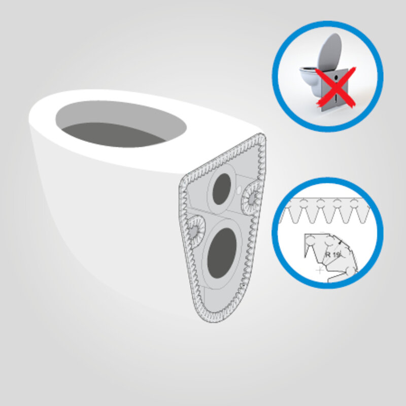 Preventing sound bridges in sanitary ceramics 